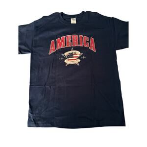 Old Navy Vintage Y2K Men’s Blue Tshirt America Spell out